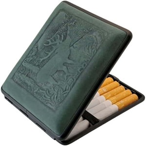 Læder Cigaret etui med Hjortemotiv